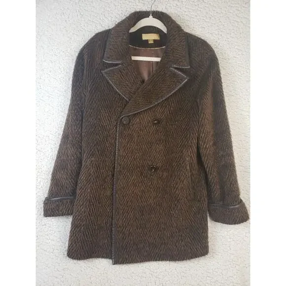 Katherine Kelly Women's Alpaca Wool Faux Fur Coat 8 Brown Elegant Old Hollywood - Picture 2 of 10